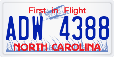 NC license plate ADW4388