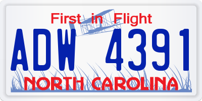 NC license plate ADW4391