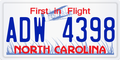NC license plate ADW4398