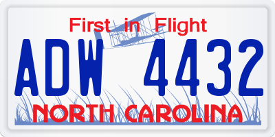 NC license plate ADW4432