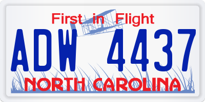 NC license plate ADW4437