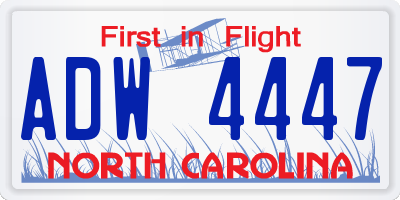 NC license plate ADW4447