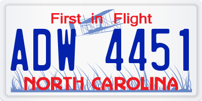 NC license plate ADW4451