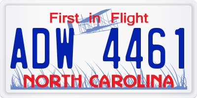 NC license plate ADW4461