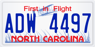 NC license plate ADW4497
