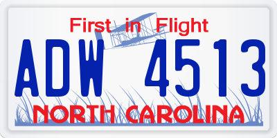 NC license plate ADW4513
