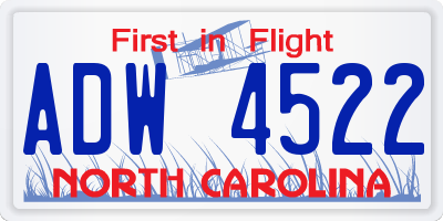 NC license plate ADW4522