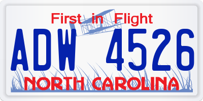 NC license plate ADW4526