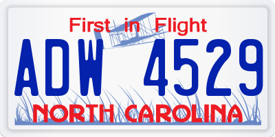 NC license plate ADW4529