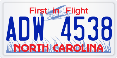 NC license plate ADW4538