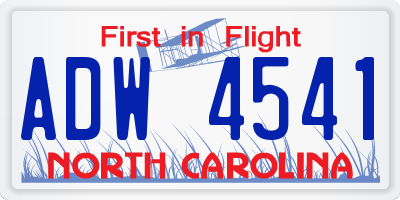 NC license plate ADW4541