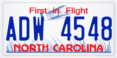 NC license plate ADW4548