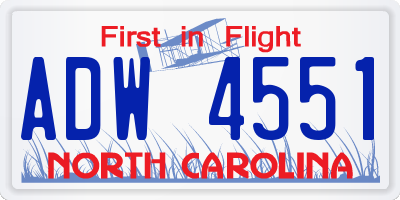 NC license plate ADW4551