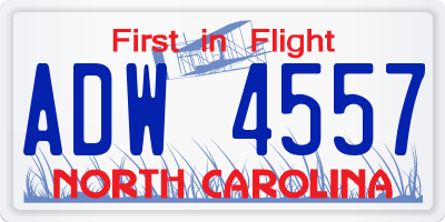 NC license plate ADW4557