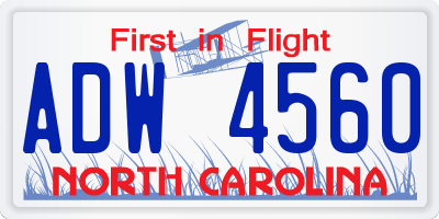 NC license plate ADW4560