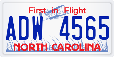 NC license plate ADW4565
