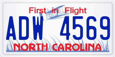 NC license plate ADW4569