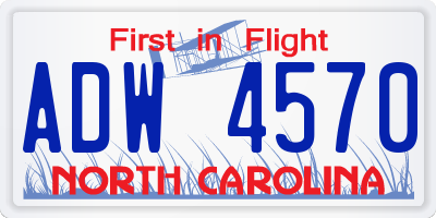NC license plate ADW4570