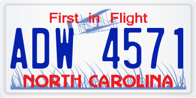NC license plate ADW4571