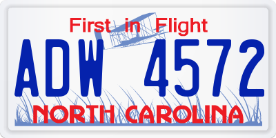 NC license plate ADW4572