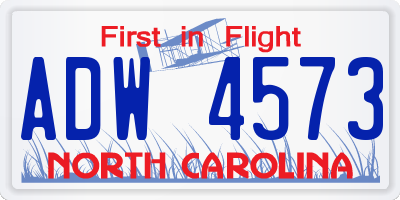 NC license plate ADW4573