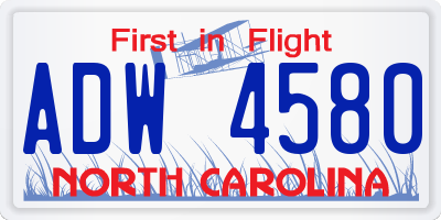NC license plate ADW4580