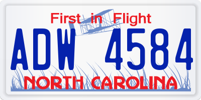 NC license plate ADW4584
