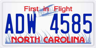 NC license plate ADW4585