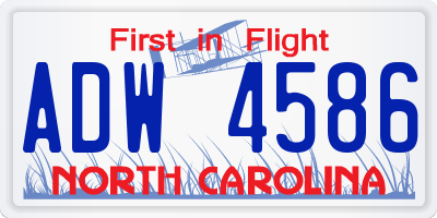 NC license plate ADW4586