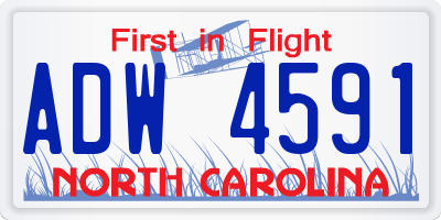 NC license plate ADW4591