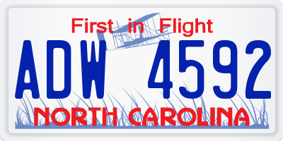 NC license plate ADW4592