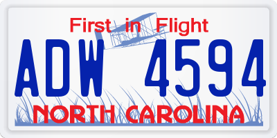 NC license plate ADW4594