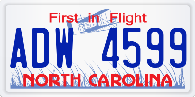 NC license plate ADW4599