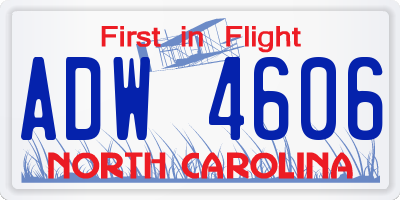 NC license plate ADW4606