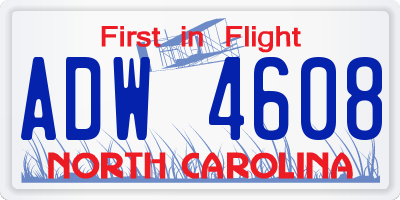 NC license plate ADW4608