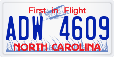 NC license plate ADW4609