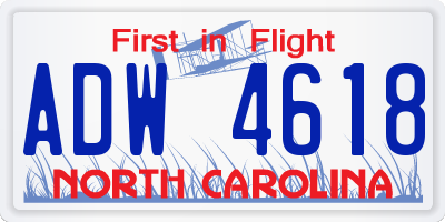 NC license plate ADW4618