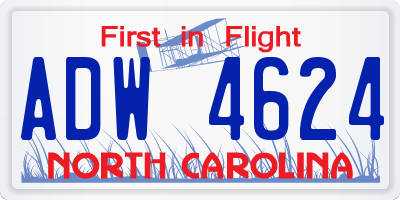 NC license plate ADW4624