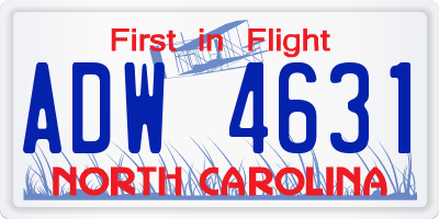 NC license plate ADW4631