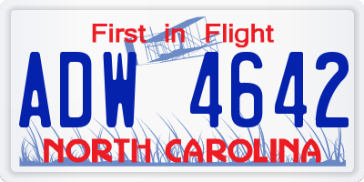 NC license plate ADW4642
