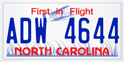 NC license plate ADW4644