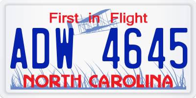 NC license plate ADW4645