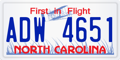 NC license plate ADW4651
