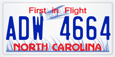 NC license plate ADW4664