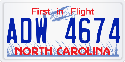NC license plate ADW4674