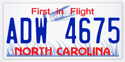 NC license plate ADW4675