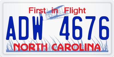 NC license plate ADW4676