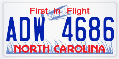 NC license plate ADW4686