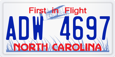 NC license plate ADW4697
