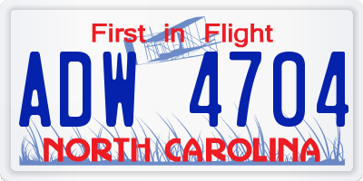 NC license plate ADW4704